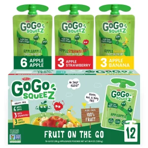 GoGo squeeZ Applesauce Variety Apple/Banana/Strawberry - 3.2oz/12ct