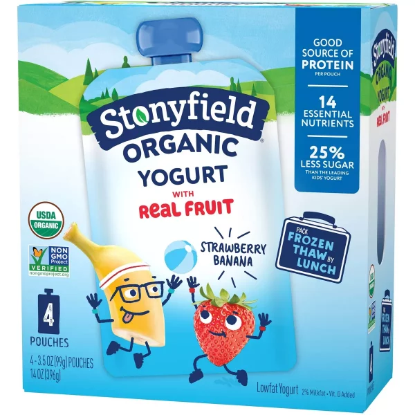 Organic Kids' Strawberry Banana Yogurt - 4ct/3.5oz Pouches